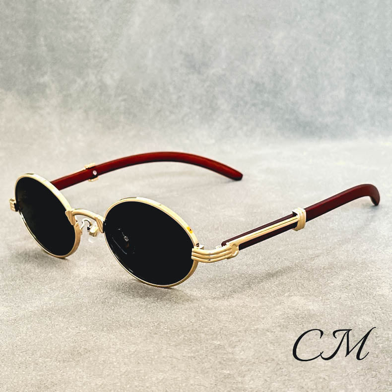 "Casanova" Premium Oval Sunglasses – UV400 Vintage Unisex Eyewear Black