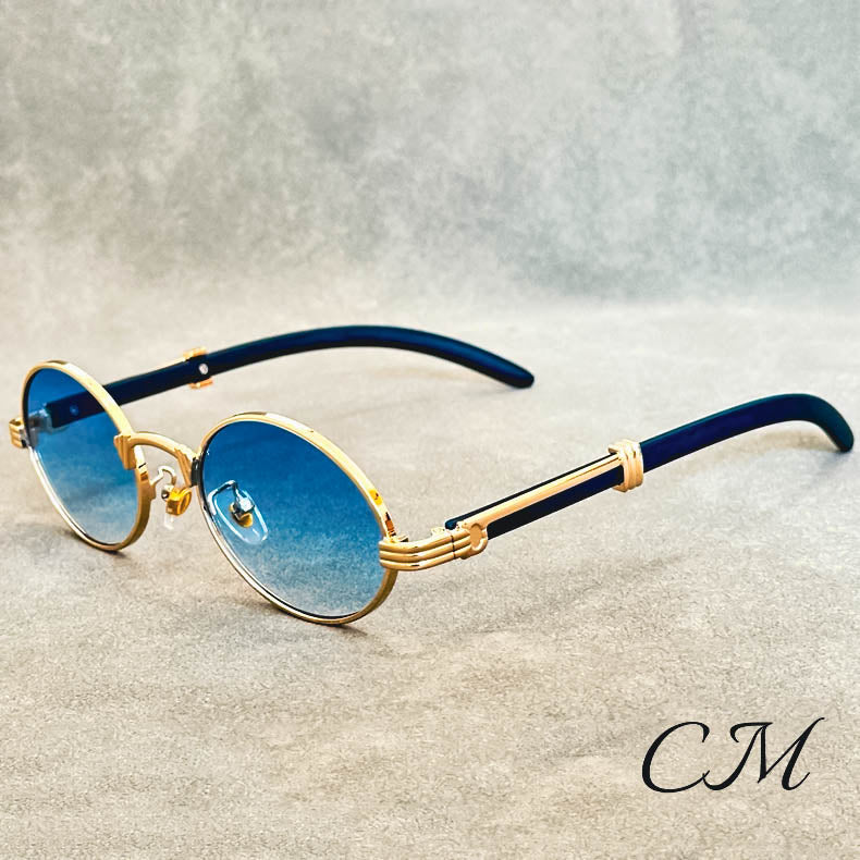 "Casanova" Premium Oval Sunglasses – UV400 Vintage Unisex Eyewear Blue