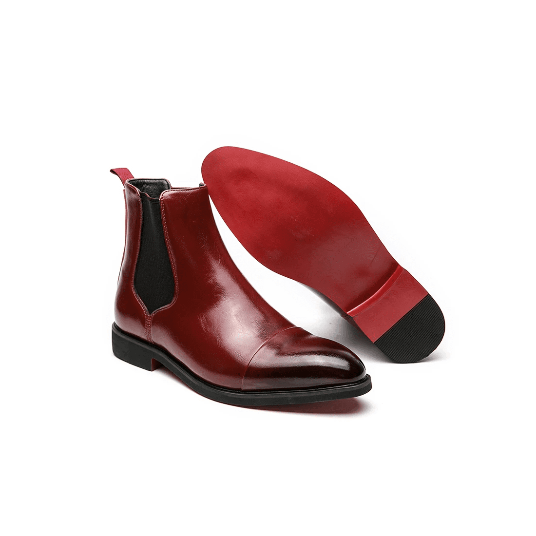 Premium PU Leather Chelsea Boots for Timeless Elegance Red