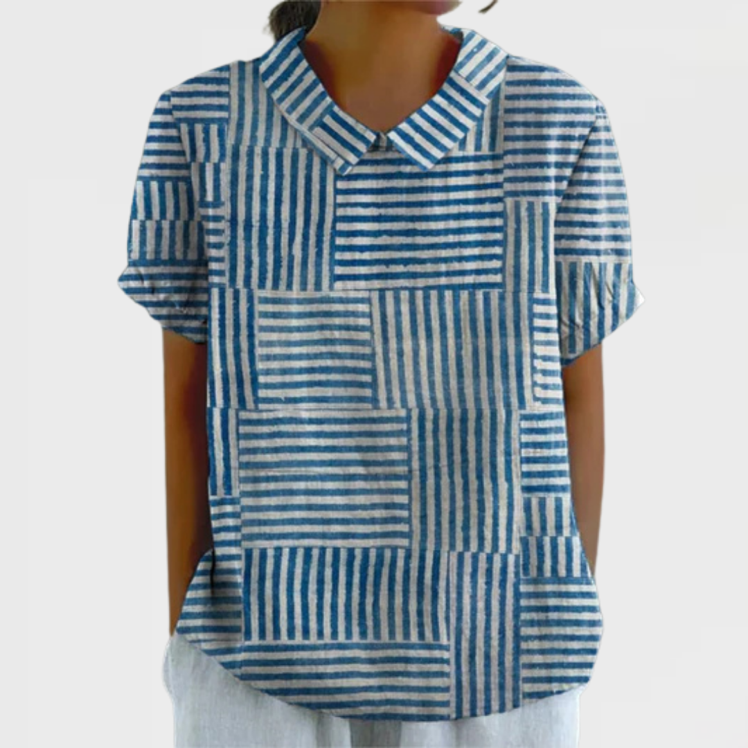 Amelia | Camisa de mujer a rayas y patchwork