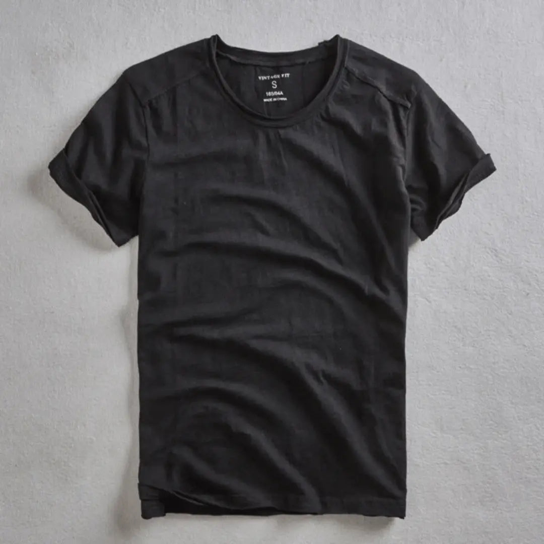 Vintage Cotton T-Shirt for Men Black
