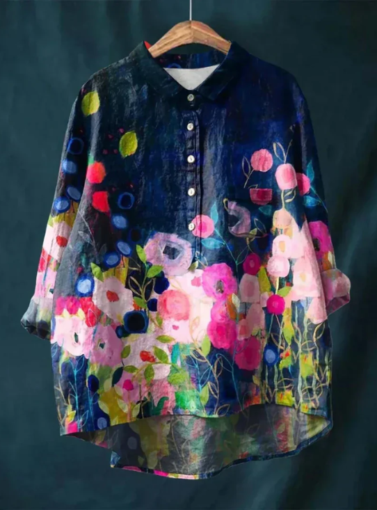 Women's Vintage French Blouse Print 11