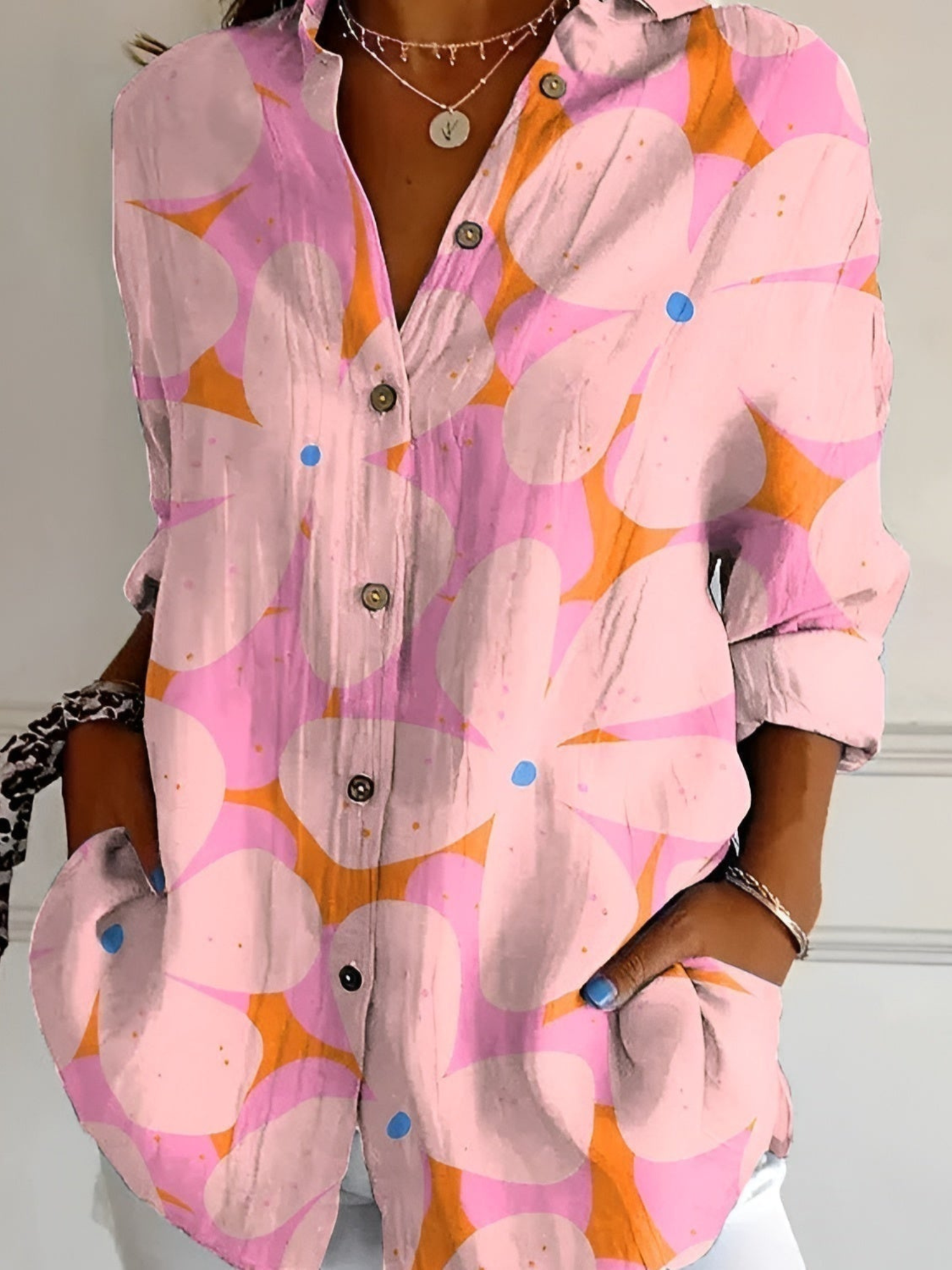 Women's Stylish Floral Blouse Pink