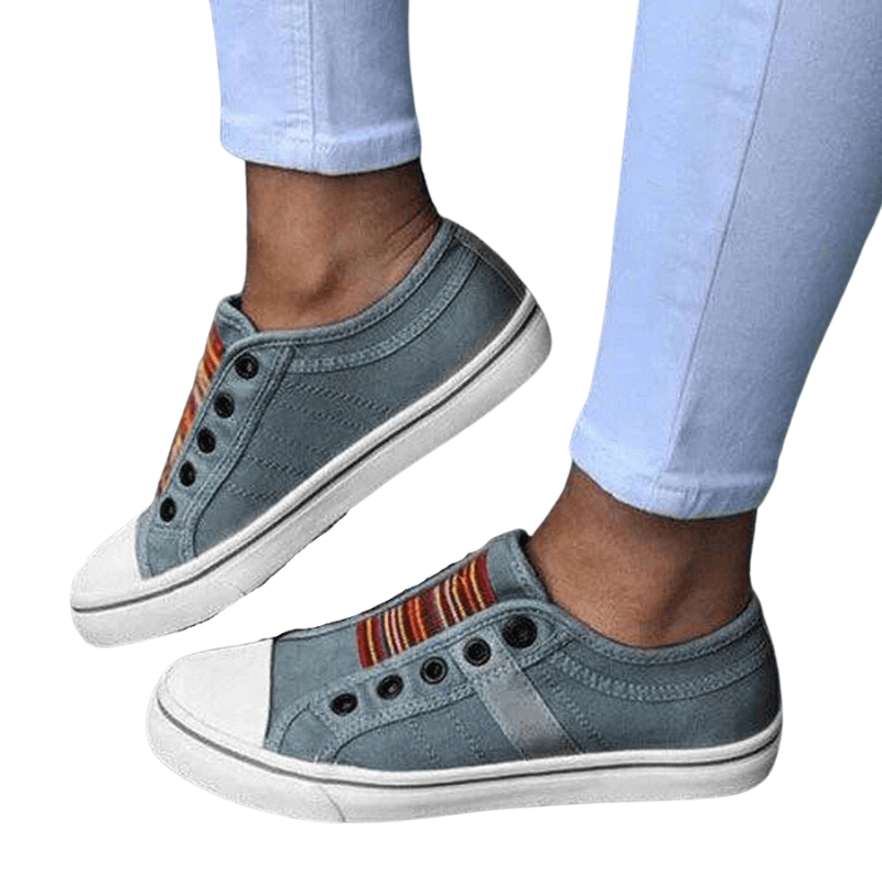 Women's Large Canvas Elastic Flats-MODAUTLET