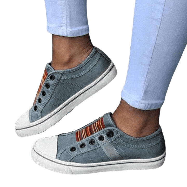 Women's Large Canvas Elastic Flats-MODAUTLET