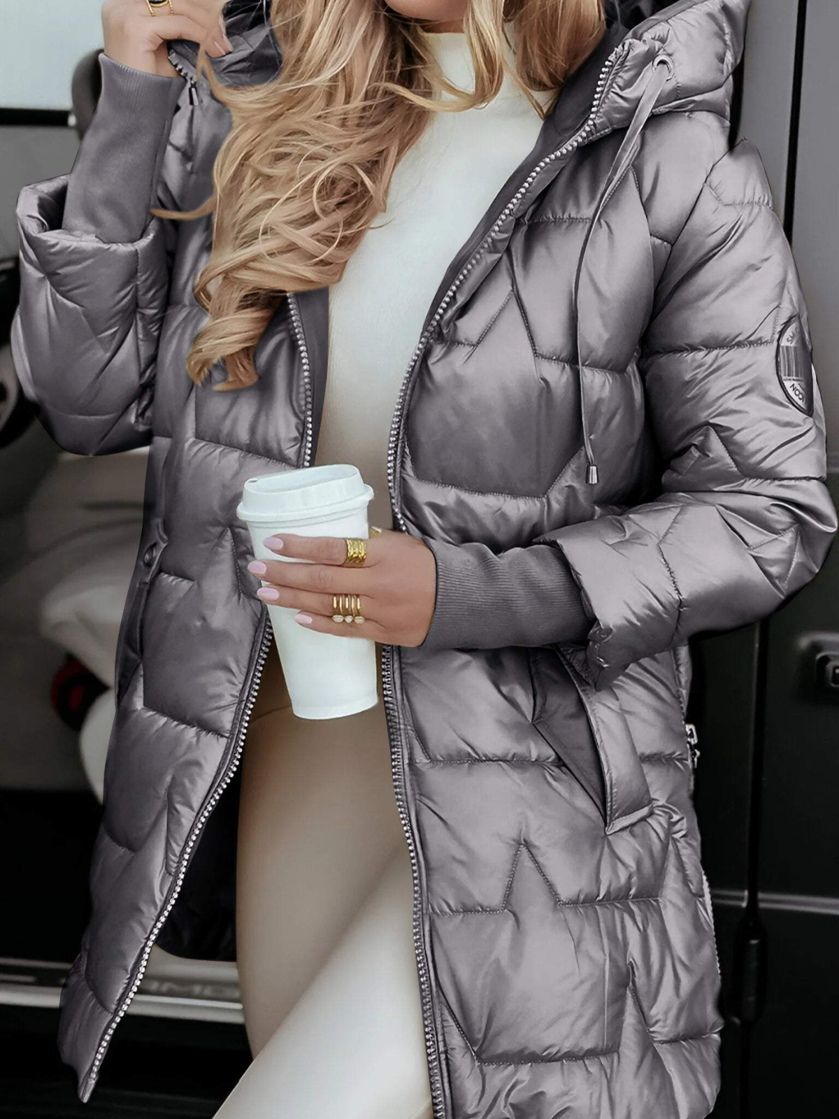 Women's Cotton Fall Jacket For Autumn Weather Comfort Grey