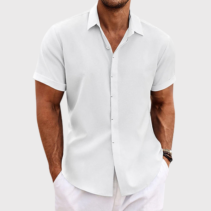 Camisa ligera de lino para hombre de manga corta para uso en verano