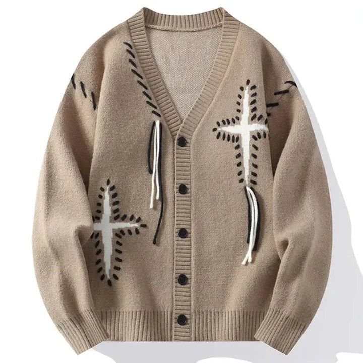 V-Neck Button-Down Cardigan for Women Khaki