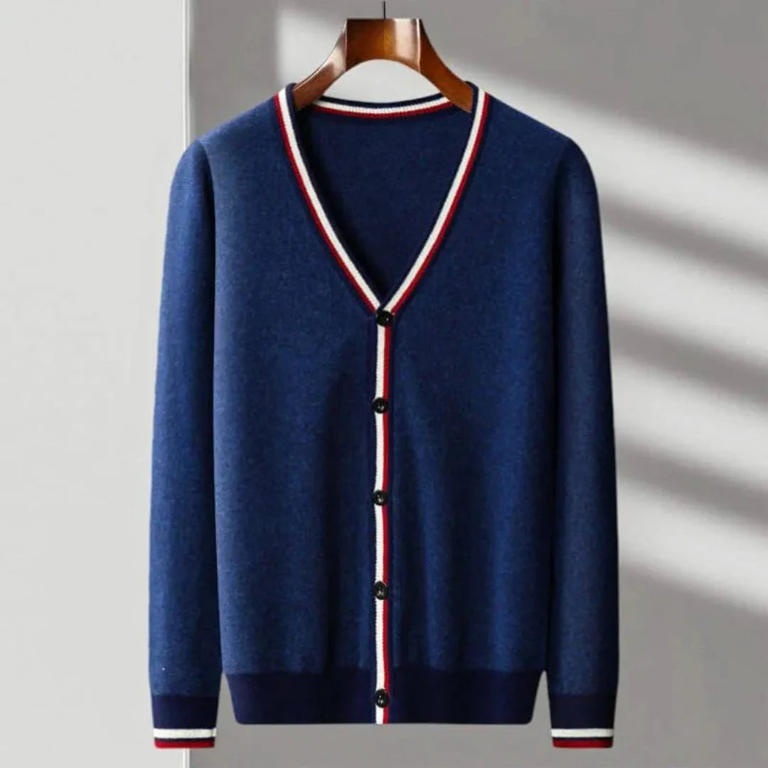 V-Neck Stripe Knit Cardigan