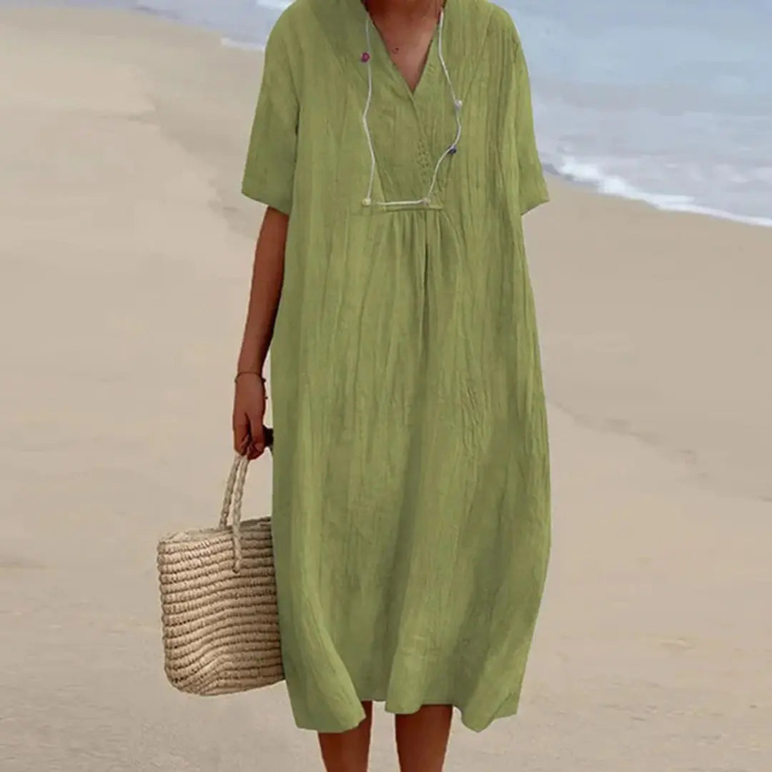 Women's V-Neck Summer Dress – Chic & Easy to Wear-MODAUTLET