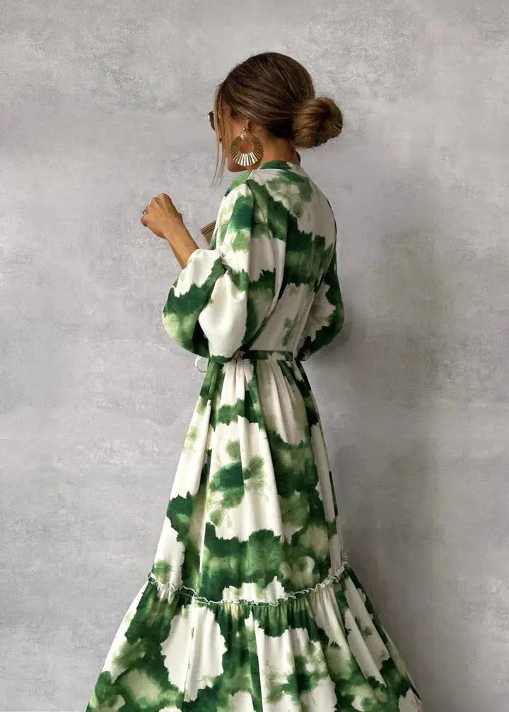 Women's Elegant White V-Neck Maxi Dress – Flowing Design-MODAUTLET