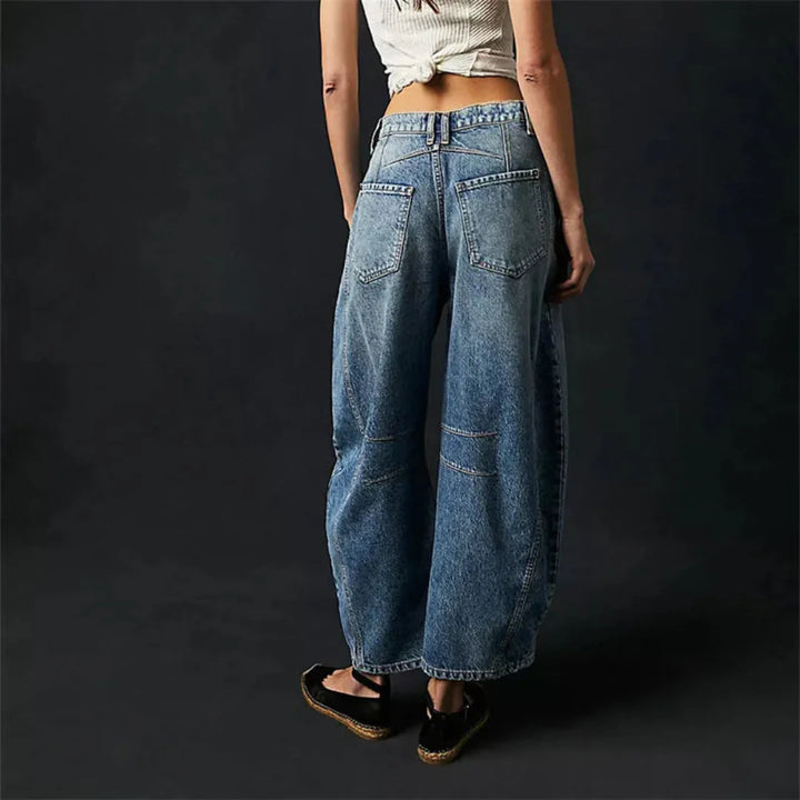 Mid-Rise Barrel Jeans for Effortless Style-MODAUTLET