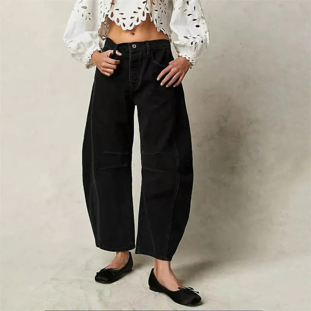 Mid-Rise Barrel Jeans for Effortless Style-MODAUTLET