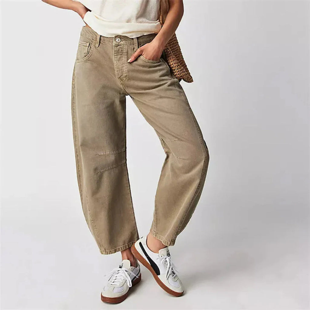 Mid-Rise Barrel Jeans for Effortless Style Sand