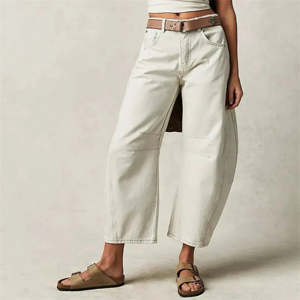 Mid-Rise Barrel Jeans for Effortless Style White