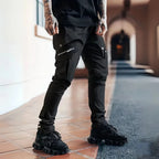 Skinny Zip Cargo Pants for Men Black