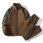 Colorblock Tracksuit Set Two Piece Breathable Lightweight Brown