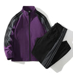 Colorblock Tracksuit Set Two Piece Breathable Lightweight Purple