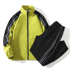 Colorblock Tracksuit Set Two Piece Breathable Lightweight Lime Yellow