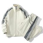 Colorblock Tracksuit Set Two Piece Breathable Lightweight Off-White