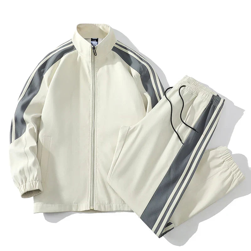 Colorblock Tracksuit Set Two Piece Breathable Lightweight Off-White