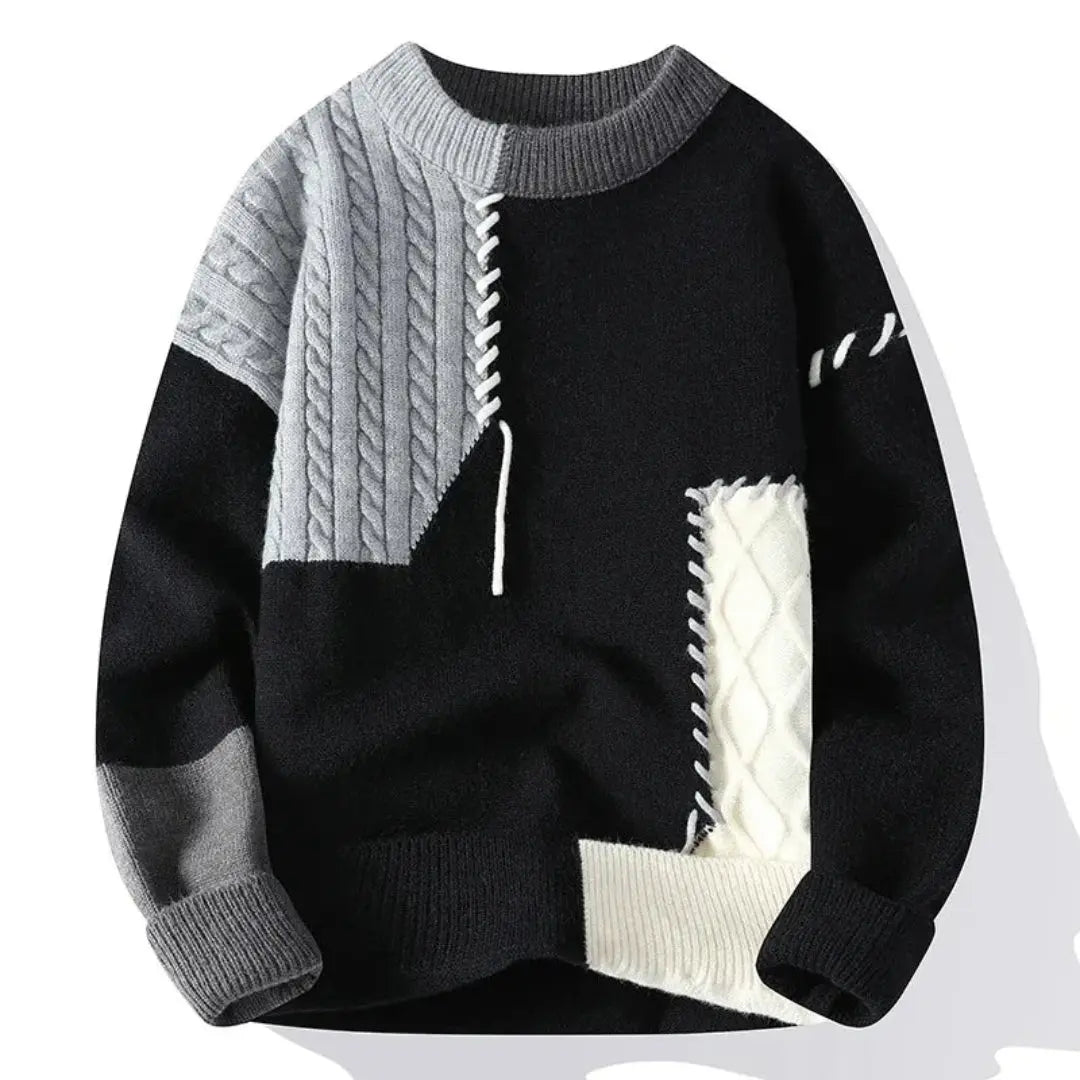 Vanguard Patchwork Sweater Grey & White