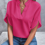 Womens's Elegant V-Cut Top Pink