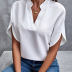 Womens's Elegant V-Cut Top White