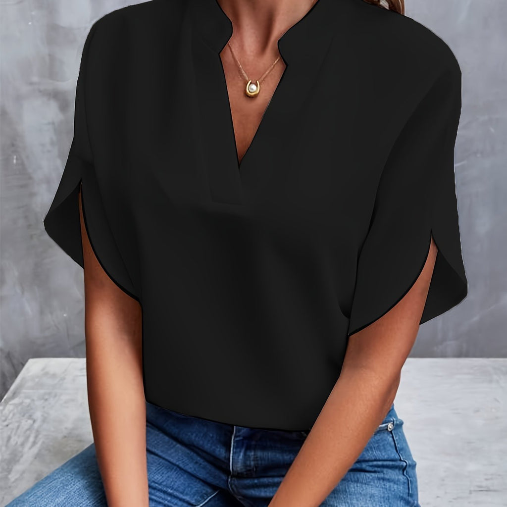 Womens's Elegant V-Cut Top Black