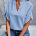 Womens's Elegant V-Cut Top Blue