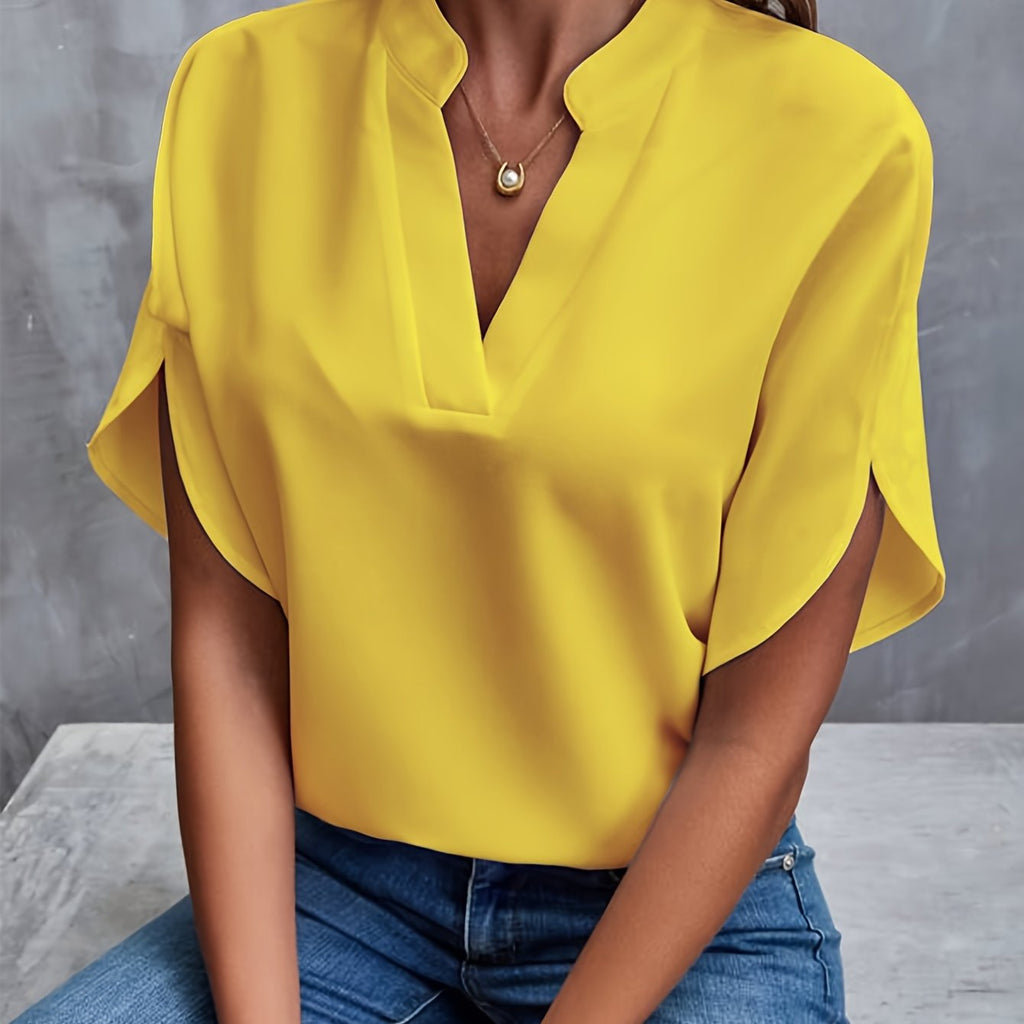 Womens's Elegant V-Cut Top Yellow