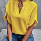Womens's Elegant V-Cut Top Yellow