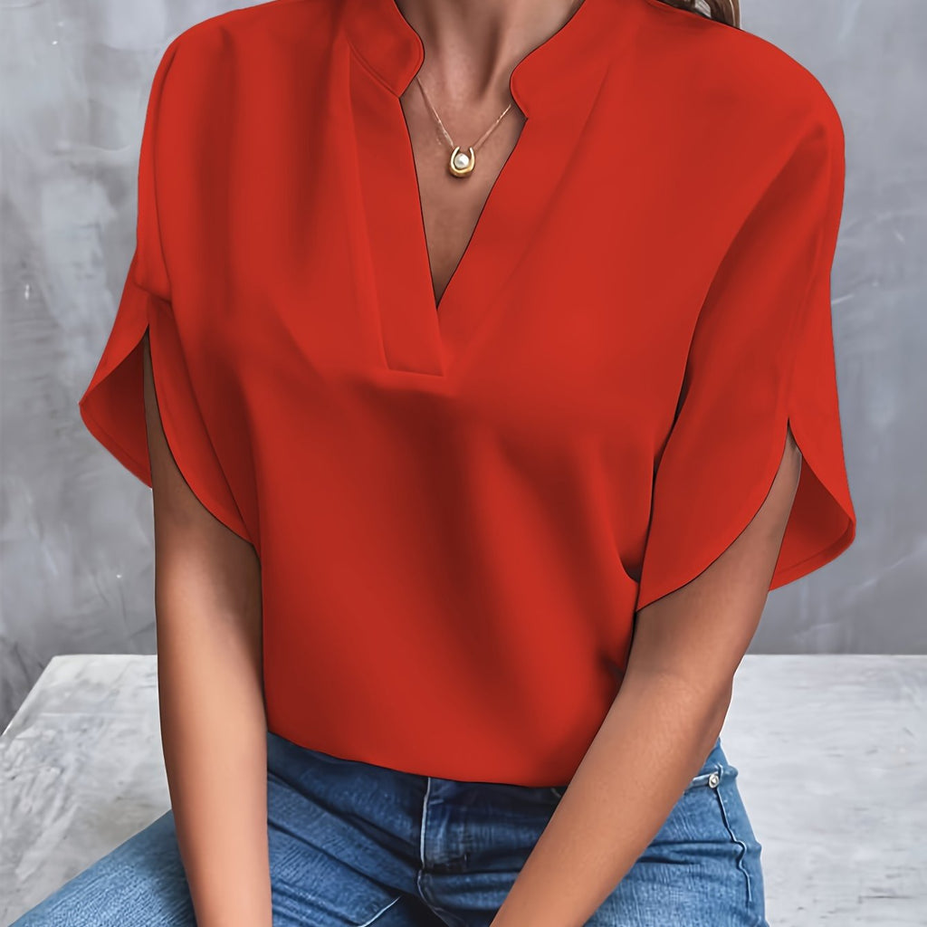 Womens's Elegant V-Cut Top Red