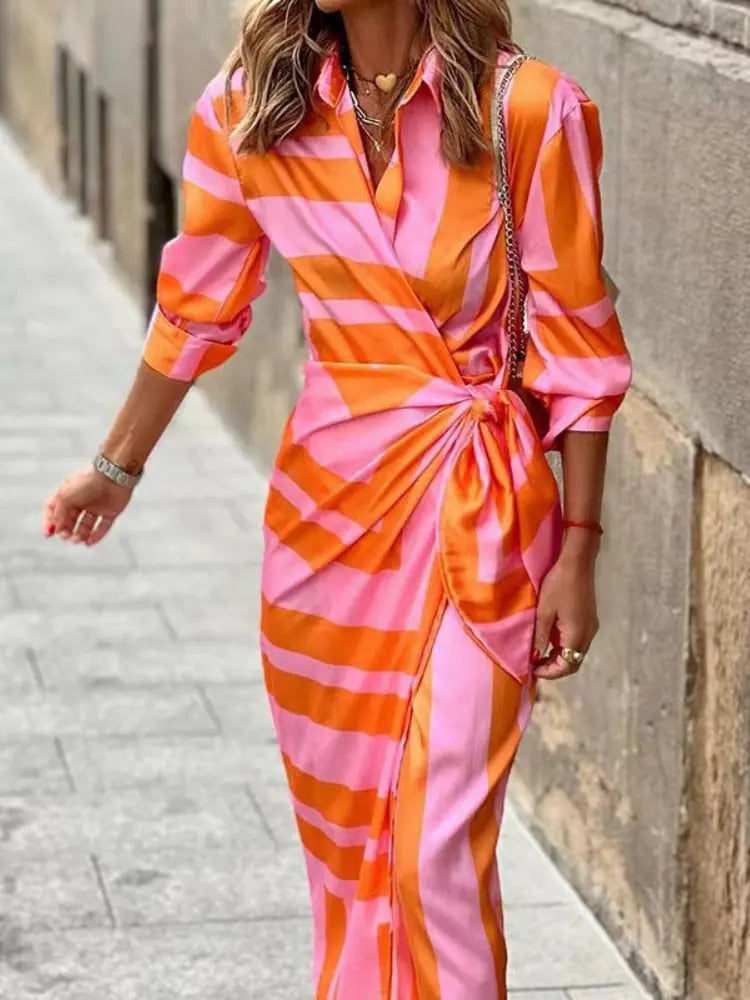 Elegant & Comfortable Women's Vibrant Summer Dress Orange pink