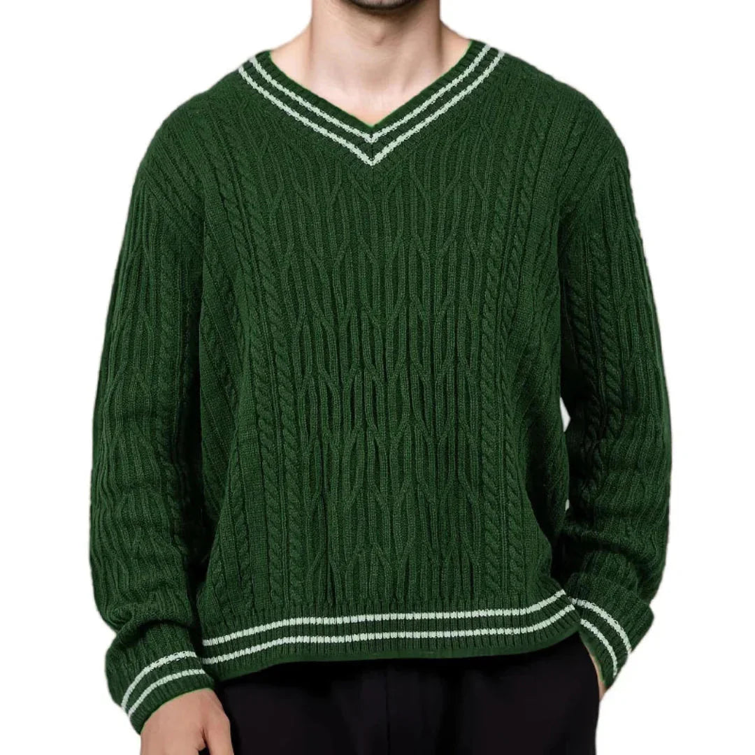 V-Neck Knit Jumper for Men 2XL