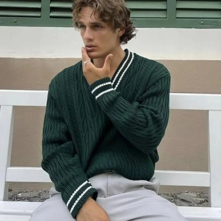 V-Neck Knit Jumper for Men-MODAUTLET