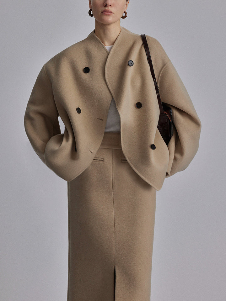 Vintage Brown Woolen Jacket for Timeless Style Khaki