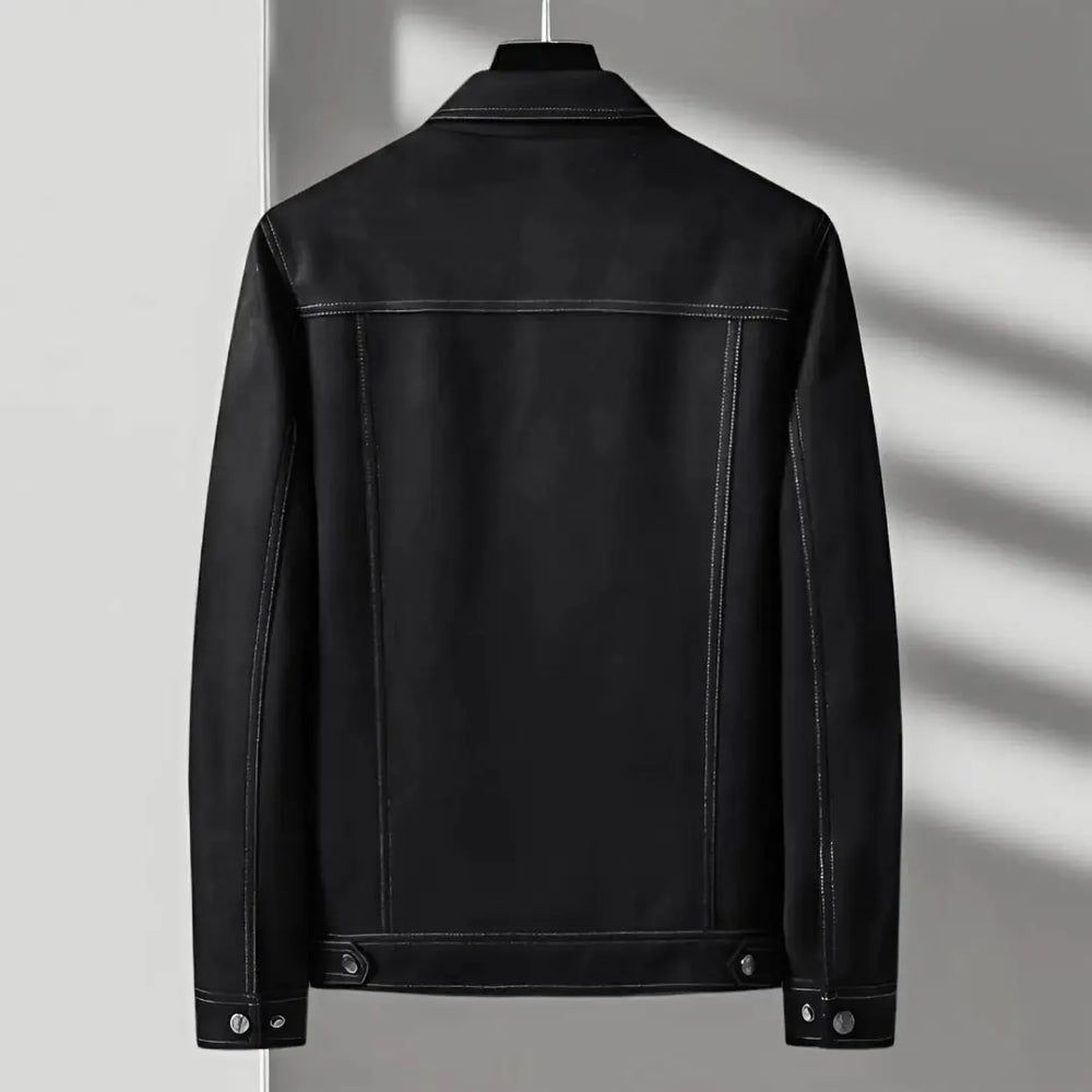 Vintage Button-Front Suede Jacket for Men