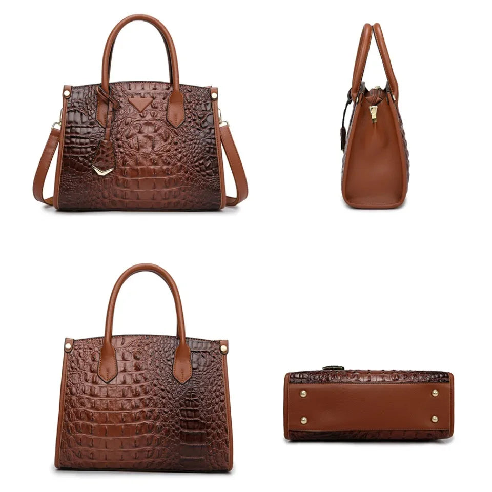 Vintage Crocodile Leather Shoulder Bag For Women Premium-MODAUTLET