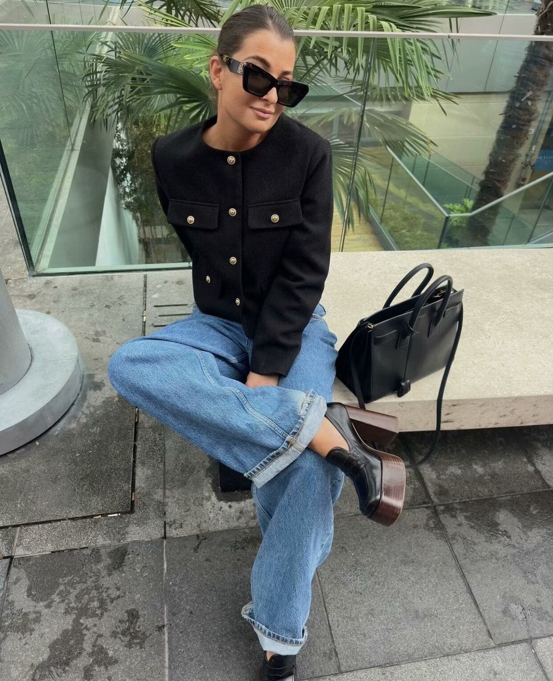 Vintage Cropped Jacket - Retro Style Black