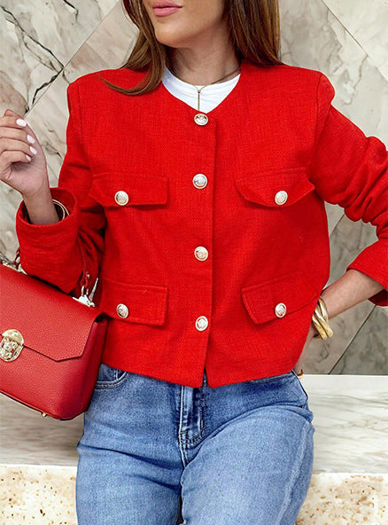 Vintage Cropped Jacket - Retro Style Red