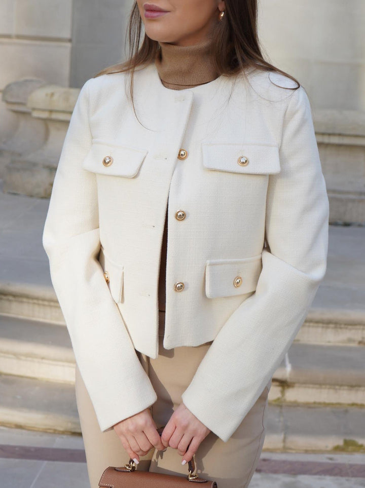 Vintage Cropped Jacket - Retro Style White