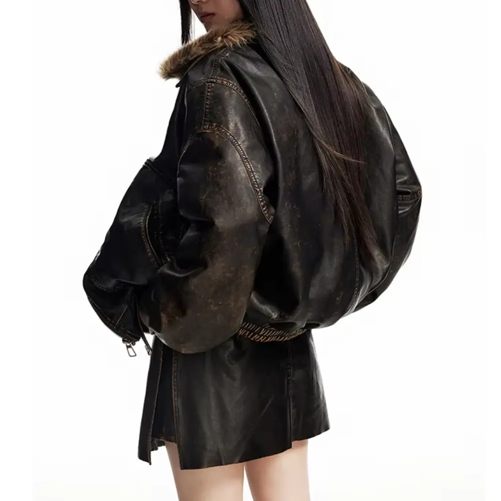 Vintage Faux Fur Leather Jacket