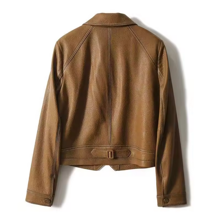 Vintage Leather Jacket For Women Genuine Cowhide Fashion