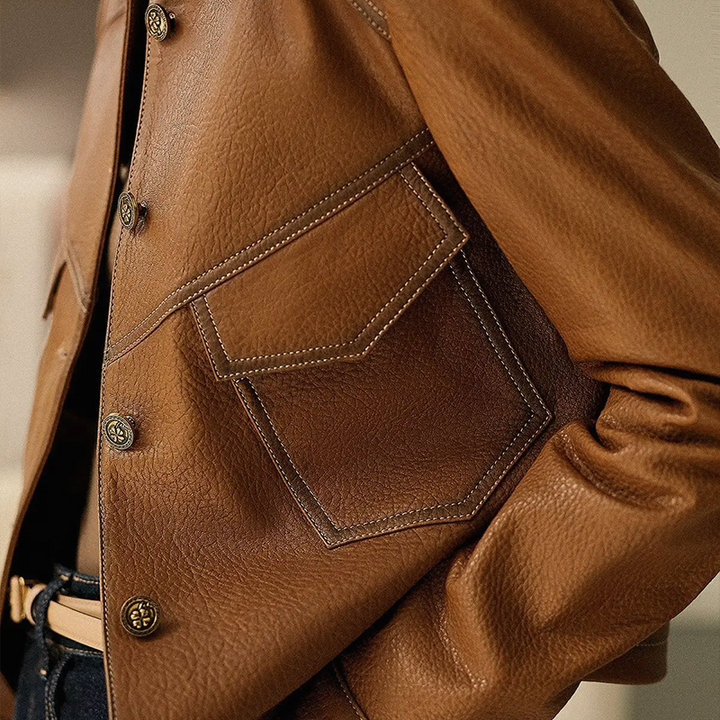 Vintage Leather Jacket For Women Genuine Cowhide Fashion