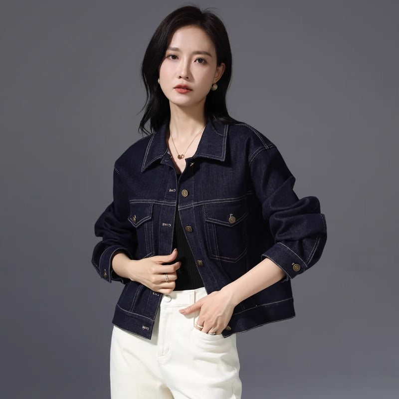Vintage Polo Collar Denim Jacket