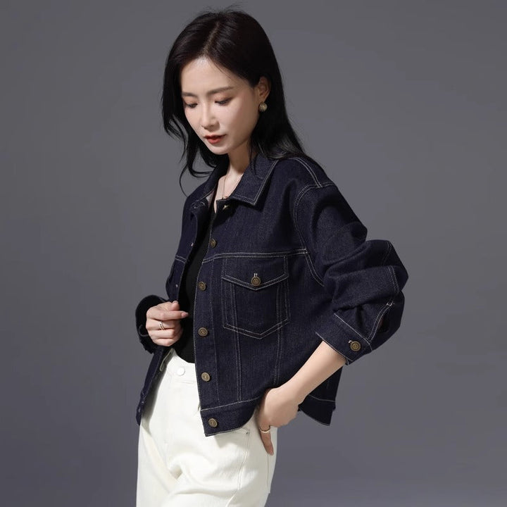 Vintage Polo Collar Denim Jacket