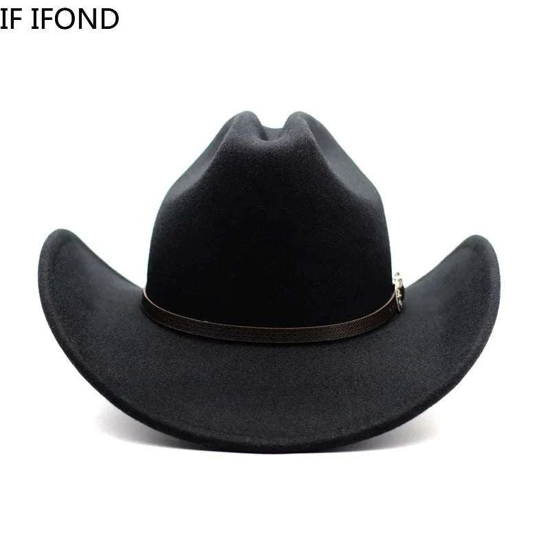 Vintage Western Cowboy Hat – Adjustable Leather Wide Brim