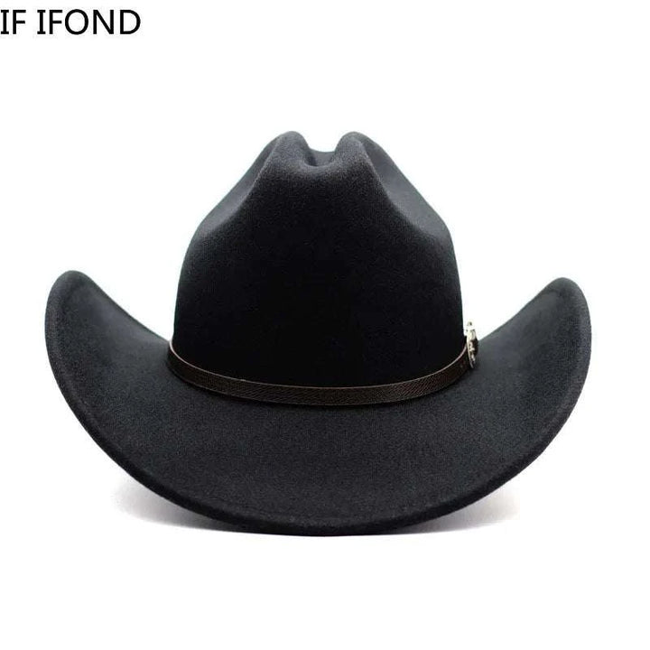 Vintage Western Cowboy Hat – Adjustable Leather Wide Brim