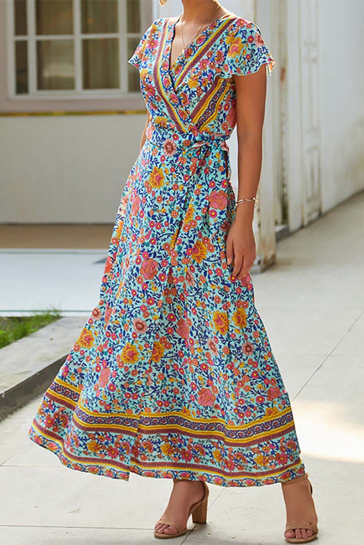Women's Vintage Floral Maxi Dress-MODAUTLET